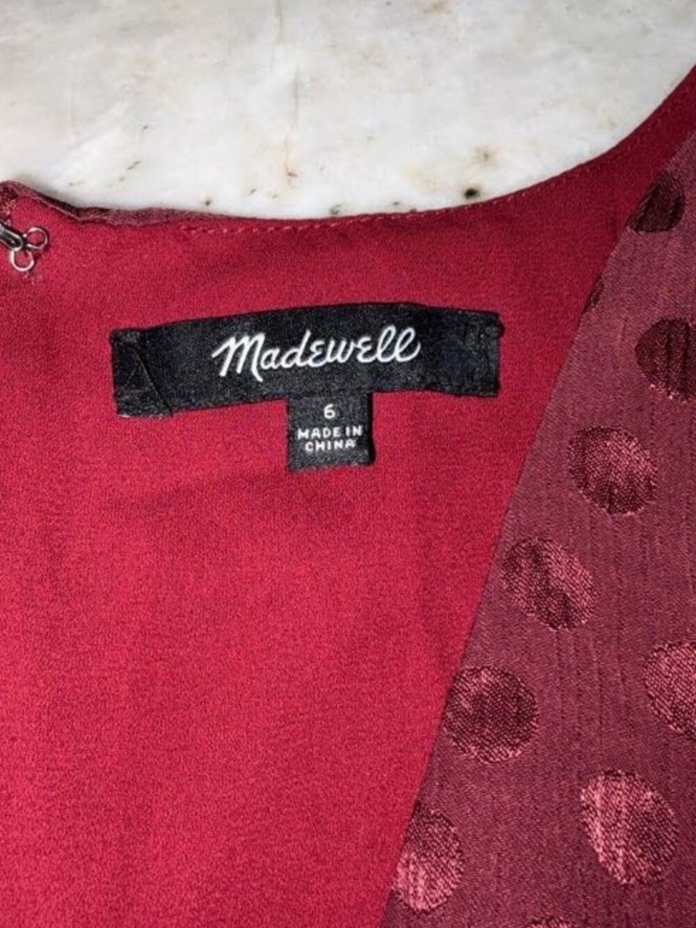 Madewell V-Neck Fit-and-Flare Dress in Dot Jacquard Dress Size 6 - Picture 5 of 6